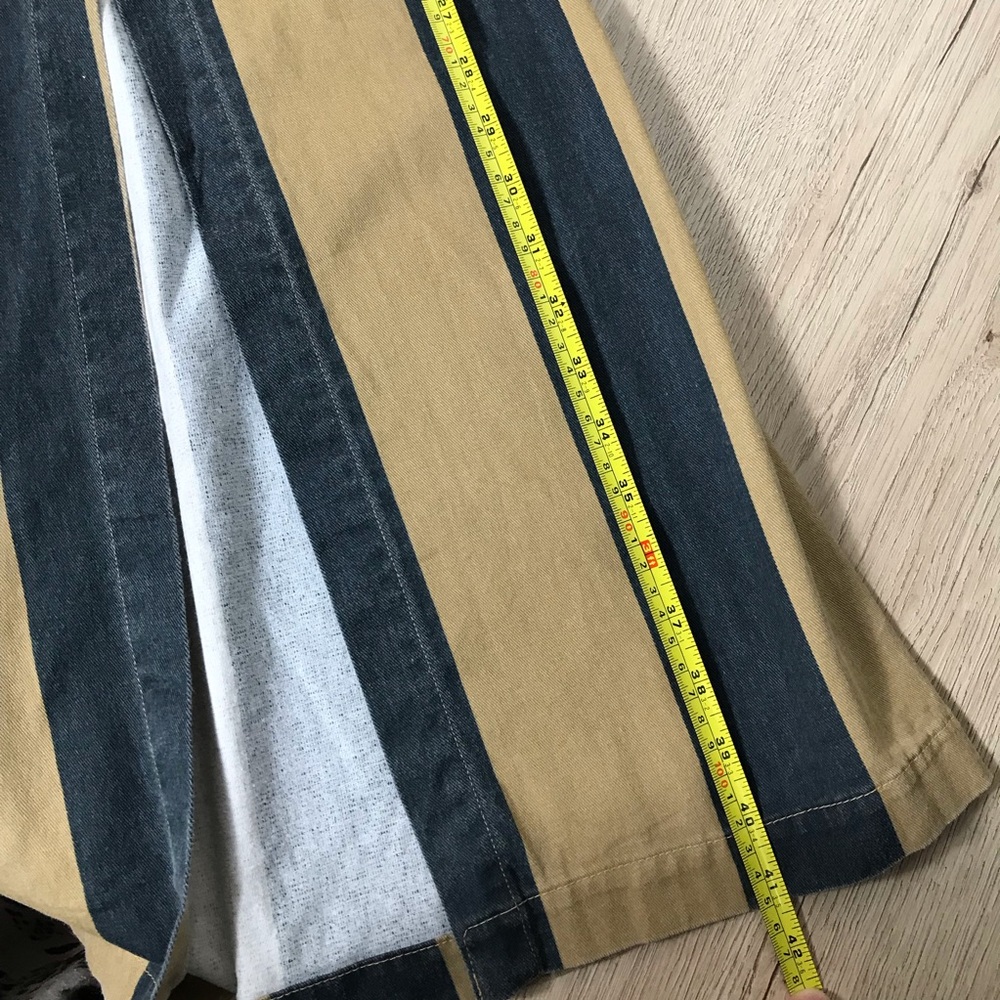 Free People Marjorie Wide-Leg Pants High Waist Tan/Black Striped Women’s size M - Picture 12 of 15